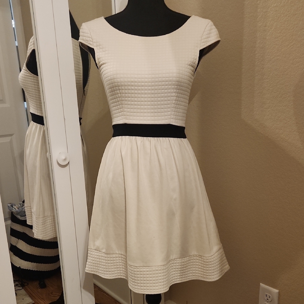 Xhilaration White Fit and Flare Mini Dress with Cap Sleeves